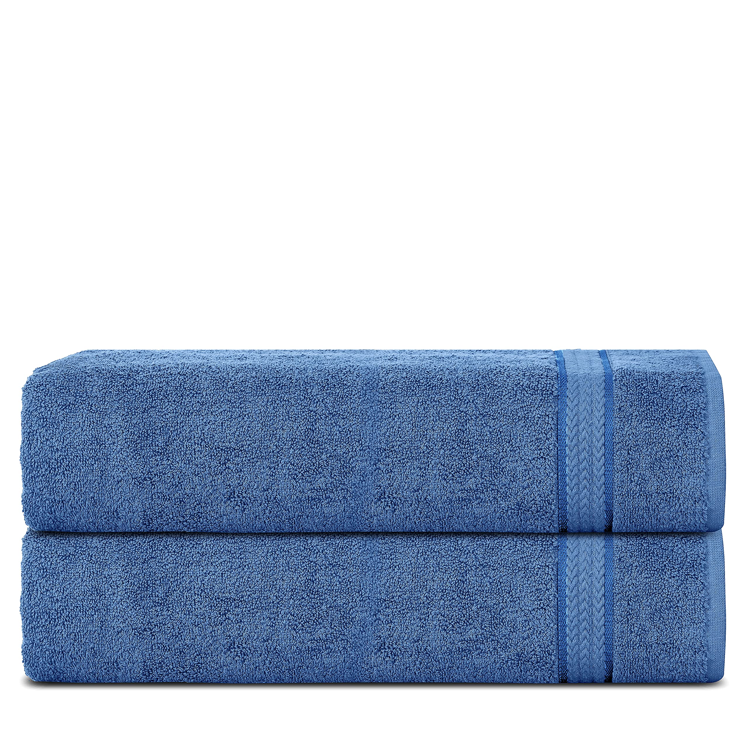 Serviette de bain en coton bleu lot de 2 grand format pour la douche