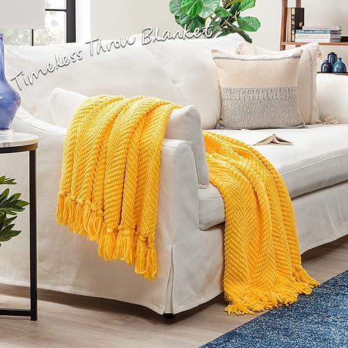 Miniatura 2 de Chanasya - Manta de punto muy suave con borlas cálida y acogedora, manta de felpa suave tejida para cama, sofá, silla, sofá, sala de estar, cama,