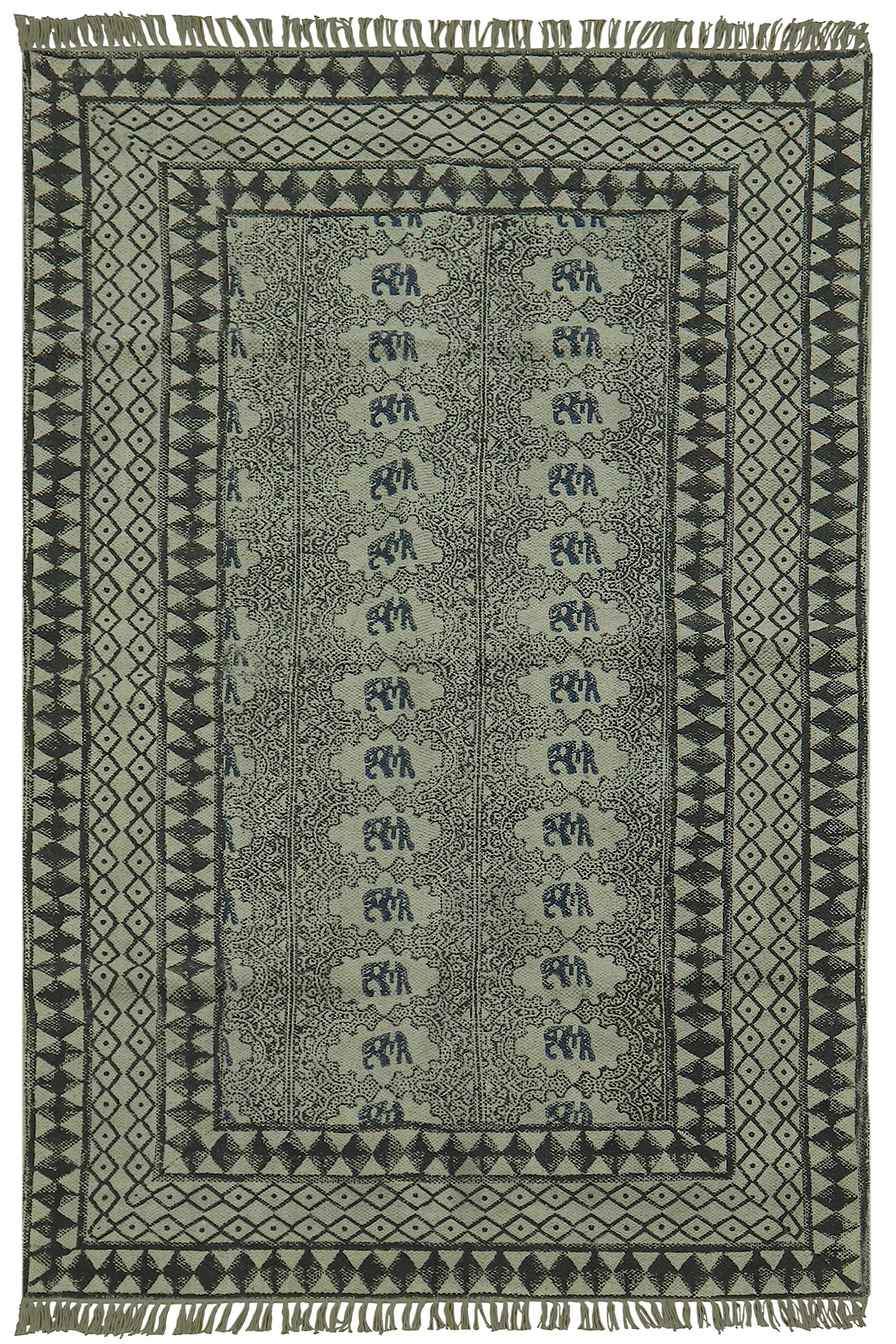 Tapis de couloir pour petits coureurs motif géométrique noir et gris intérieur extérieur