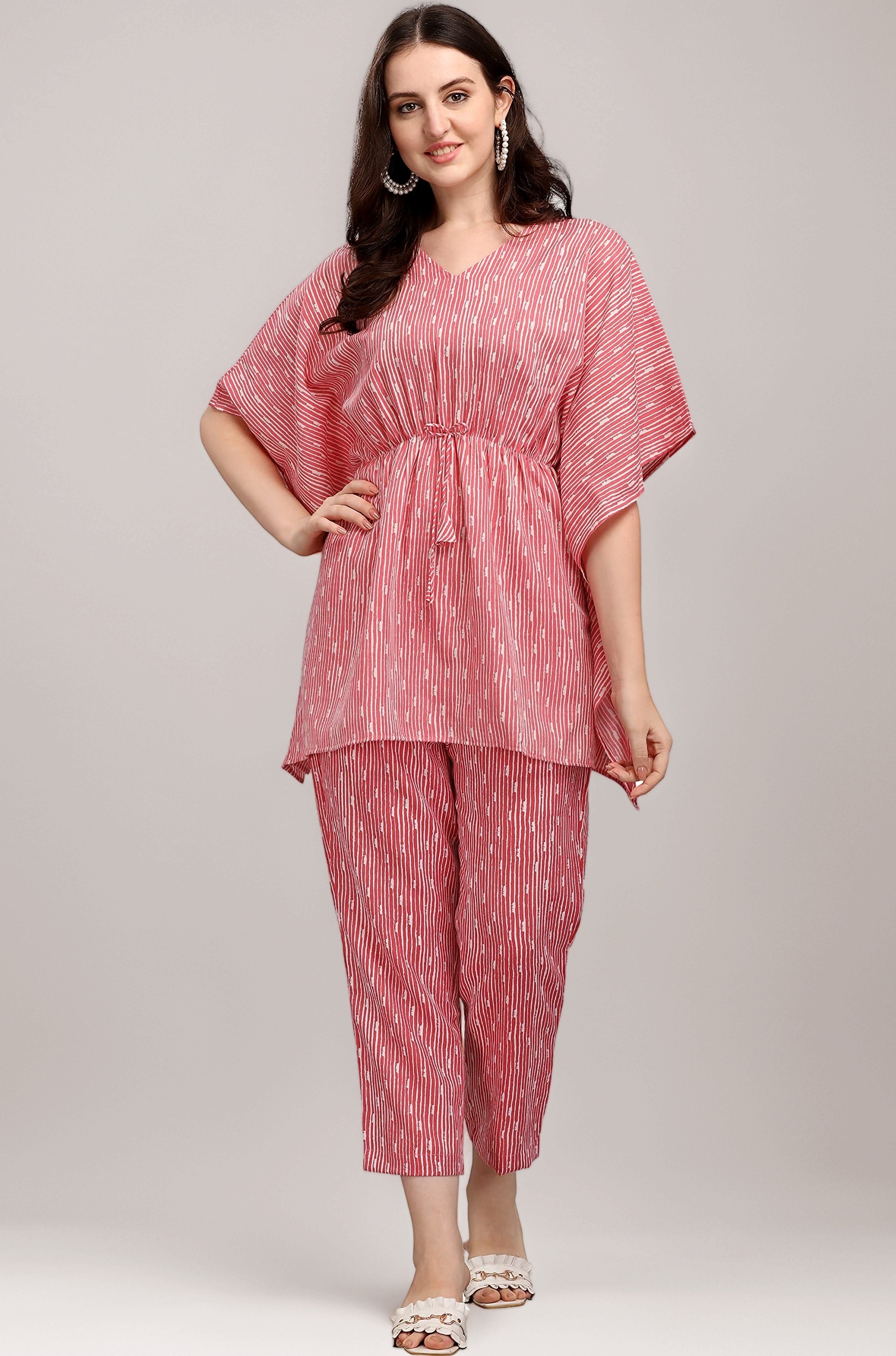 Women's Dark Blue Floral Rayon Blend Co-ord Set | Elegant Mandarin Collar 3/4 Sleeve Two Piece Outfit | Stylish Straight Kurta & Pants for Casual, Office, Lounge & Festive Occasions