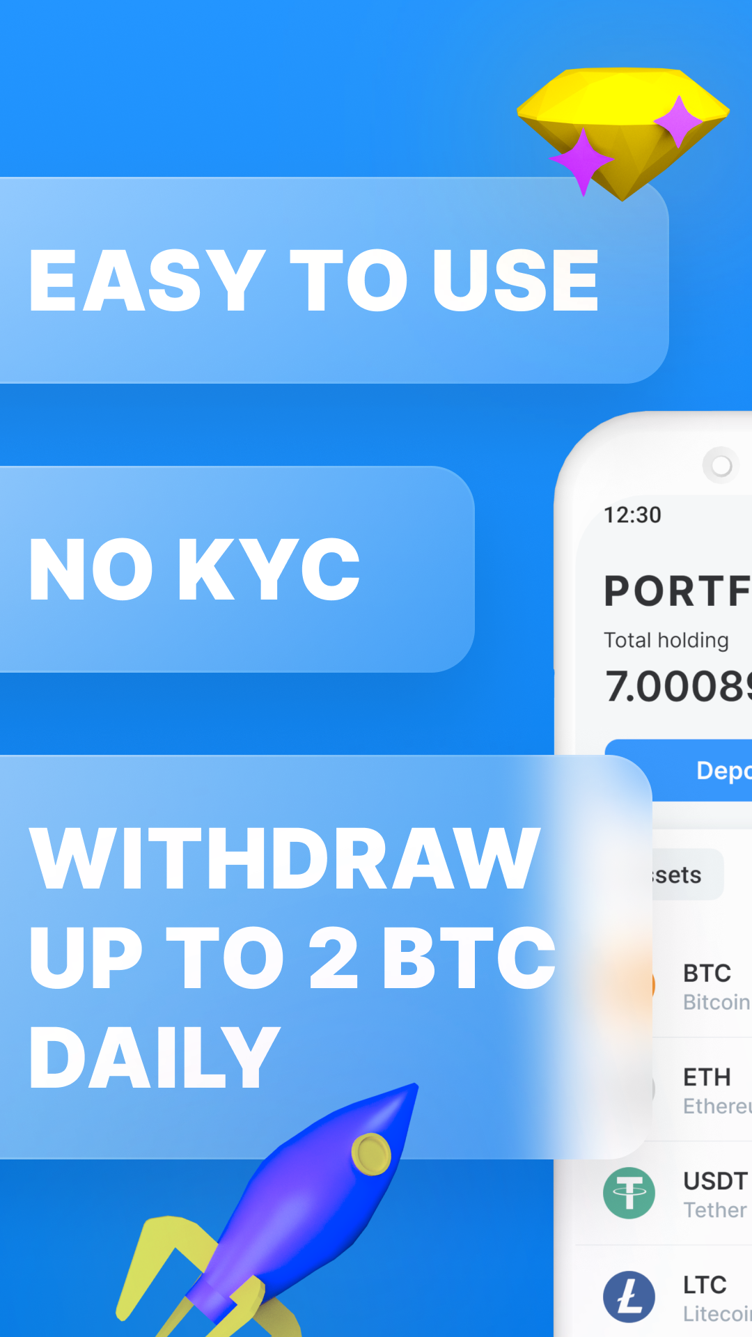 7b: Best Crypto Wallet. Buy Bitcoin (BTC), ethereum (ETH), Dogecoin (DOGE)  and more than 400+ Coins and Tokens. Buy Crypto for Fiat. Exchange  cryptocurrency easy. No KYC, WITHDRAW UP TO 2 BTC