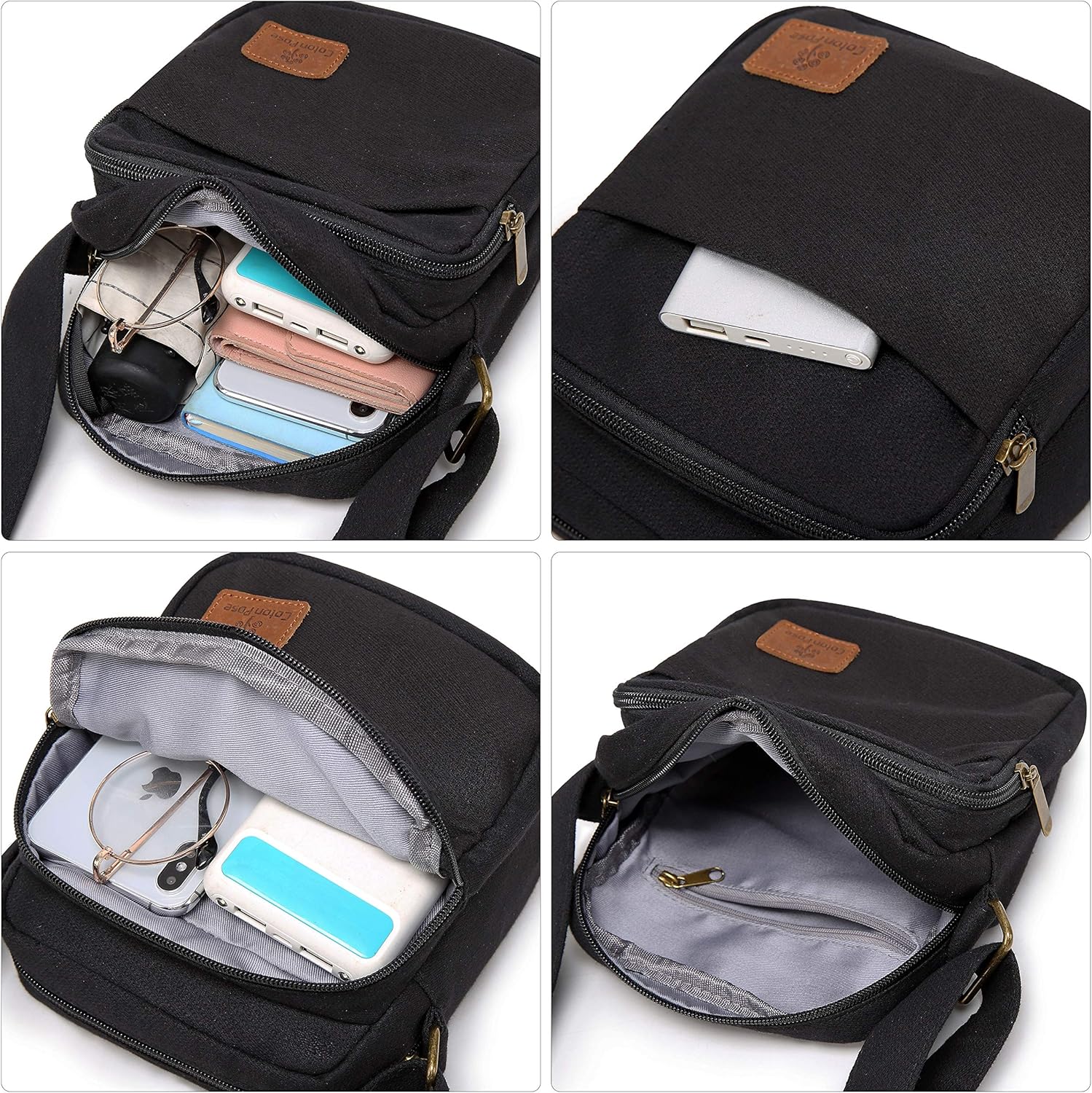 Small Mini Hippie Crossbody Bag Top Zip Canvas Sling Bag Jacquard cloth Hobo Handmade Bags - Image 7