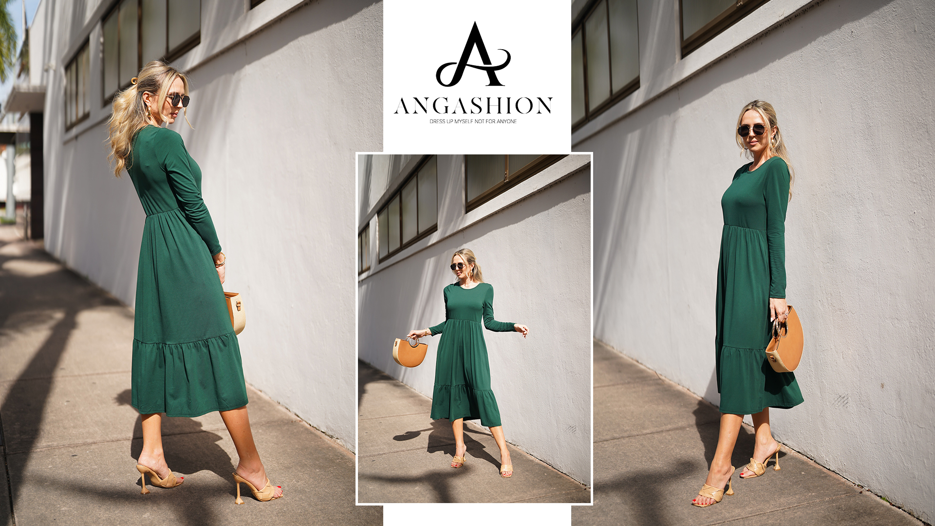 Angashion Women Long Sleeve Dress
