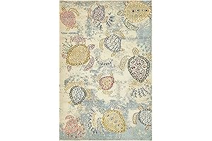 Unique Loom Positano Coastal Modern Outdoor Rugs: Turtles (4' x 6')