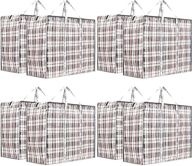DECO EXPRESS Laundry Bags with Zips Jumbo Storage Bags XXL Storage Laundry Shopping Bags - Multipack (Pack of 8)