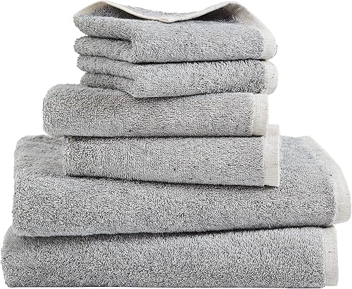 Calvin Klein Melange Solid Set of 6 Terry Towels - 2 Bath 2 Hand & 2 Wash, 100% 