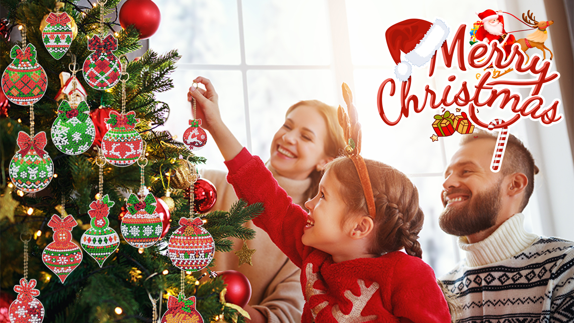 Diamond Painting Kit 5D – 20 Ciondoli Di Natale 2024, Portachiavi Fai Da Te, Regalo Creativo