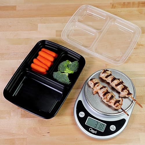 Miniatura 2 de Freshware - Contenedores de preparación de comida 21 unidades 3 compartimentos con tapas Cajas Bento apilables aptas para microondas y lavavajillas