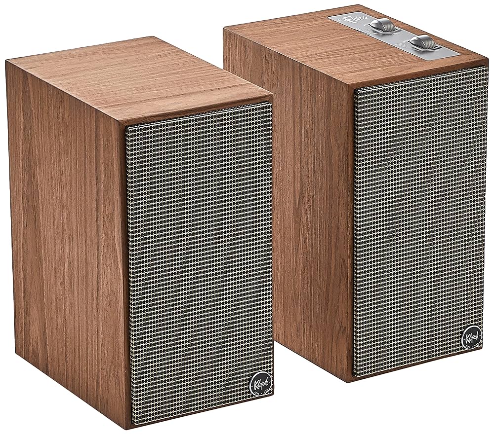 Klipsch, The Fives, monitory ze wzmacniaczem, orzechowy