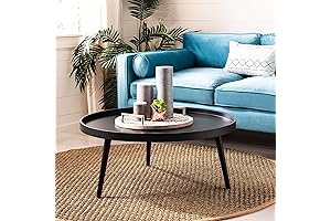 Safavieh Home Fritz Black Tray Top Round Coffee Table