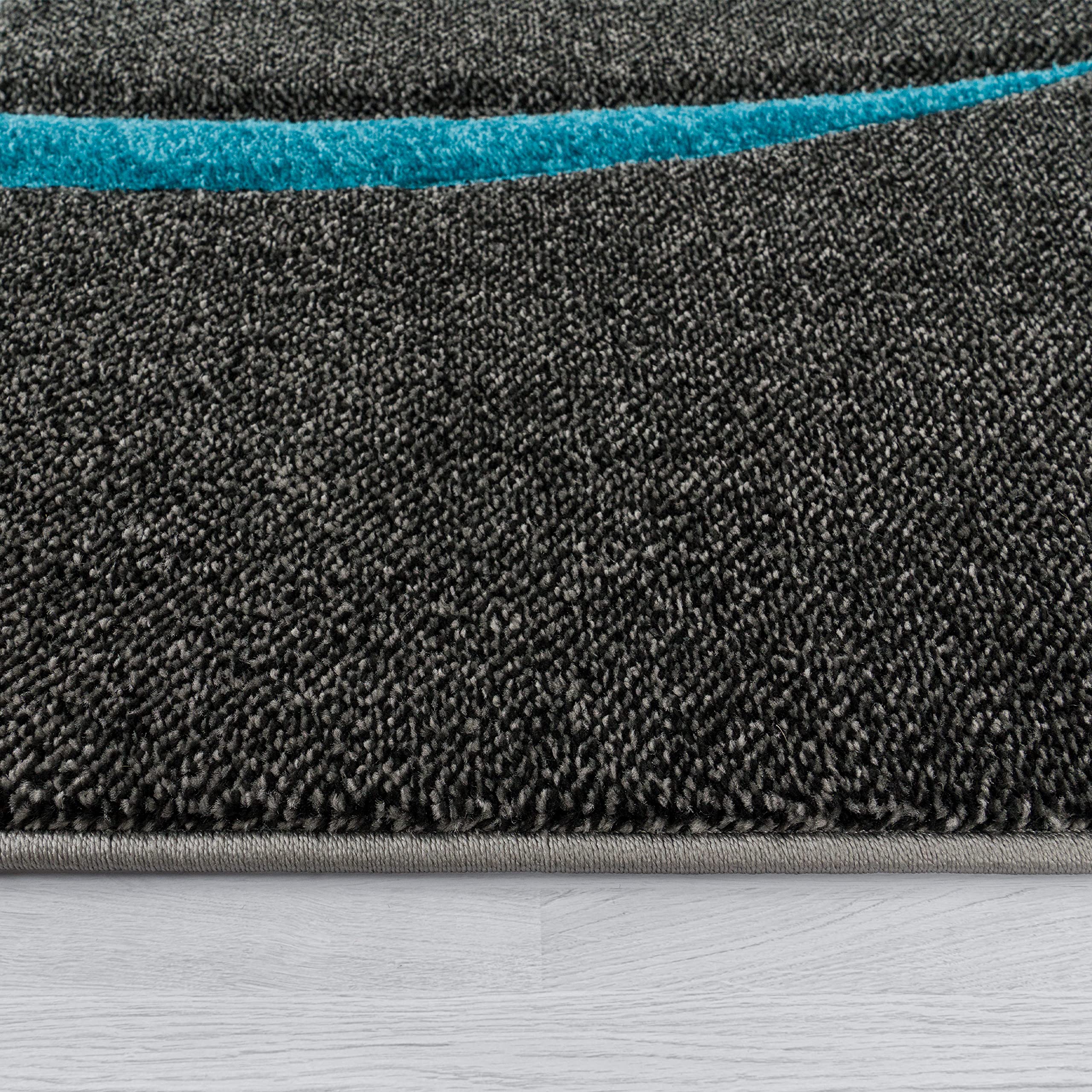 Paco Home Tapis De Créateur Aux Contours Découpés à Carreaux en Turquoise Noir Crème, Dimension:120x170 cm