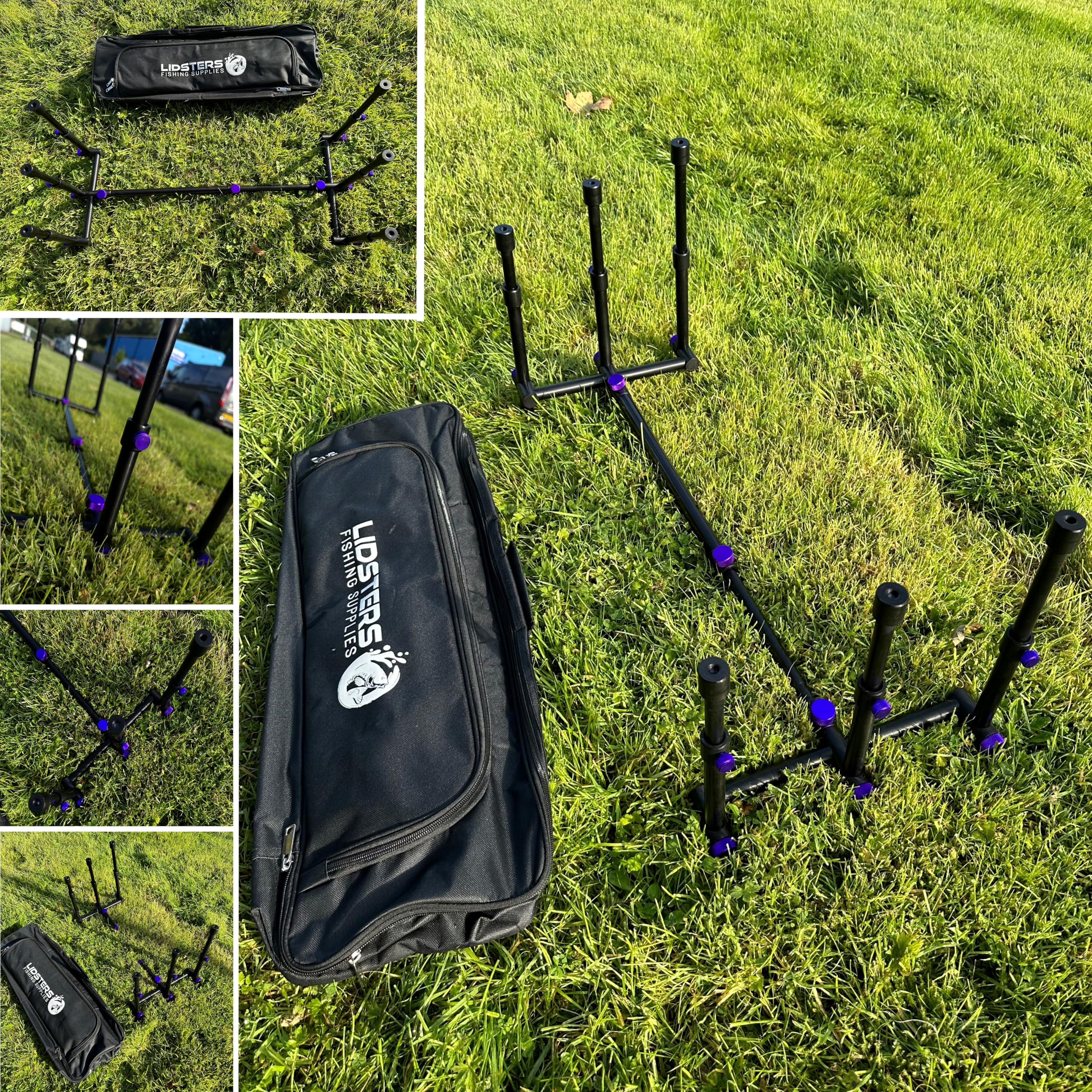 LFS Black GRAND Aluminium Rod Pod Screws Fully Adjustable Carp Fishing (Purple Screw)