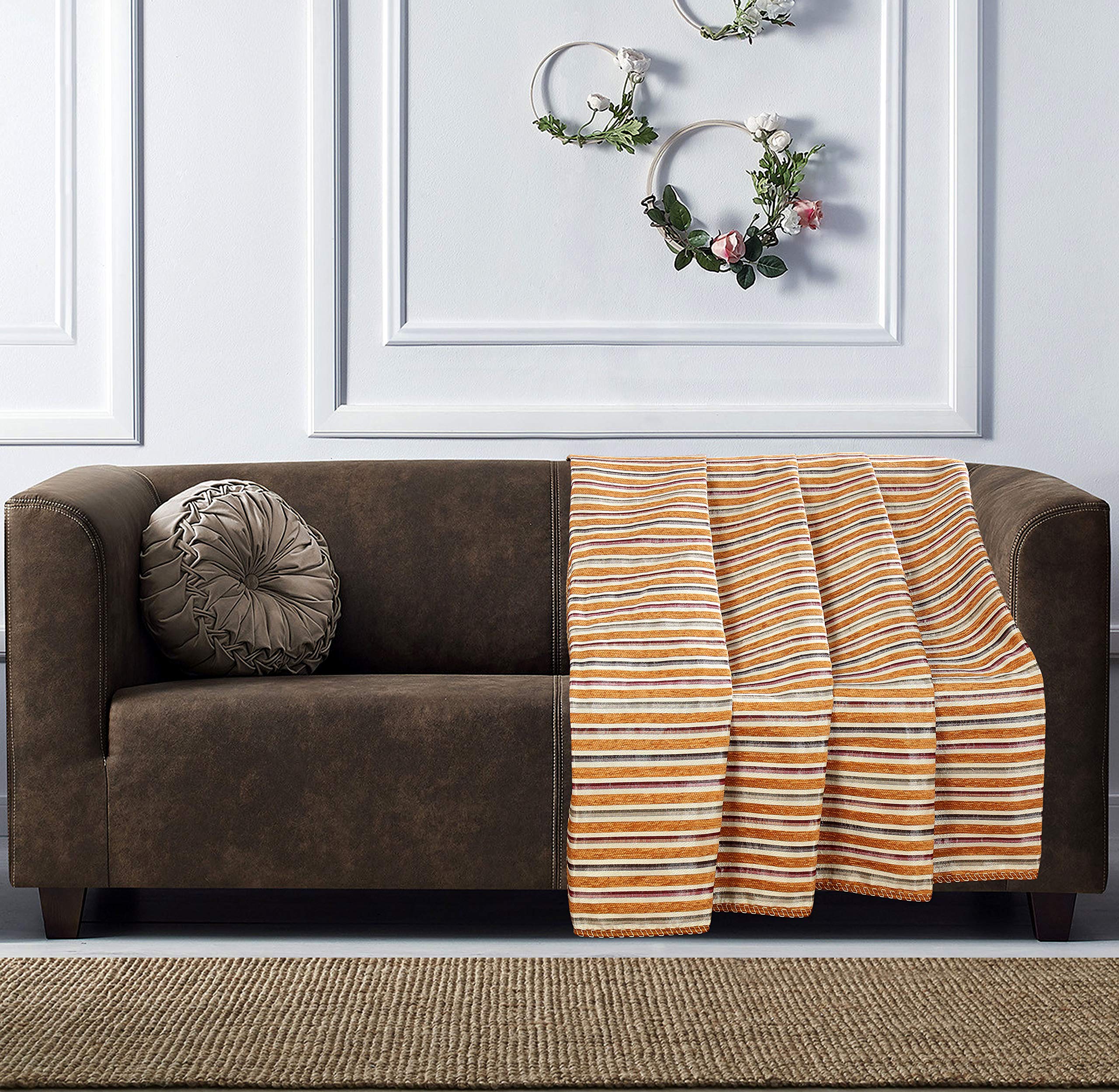 Soft chennile Reversible Unique Designed Throw/sofacover (140x160 cm)