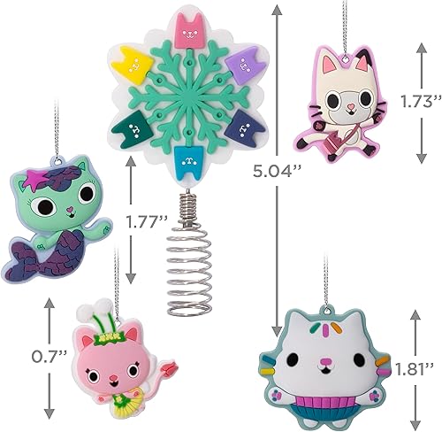 Miniatura 4 de Hallmark DreamWorks Animation Gabby's Dollhouse - Decoración para árbol de Navidad en miniatura de 5 pulgadas y mini adornos de 1.7 pulgadas, juego