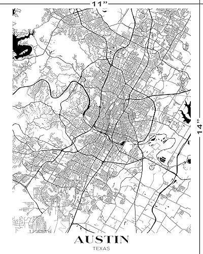 Miniatura 4 de Austin TX City Map Wall Art - 11x14" UNFRAMED Print - Modern, Minimal, Black And White Austin, Texas Wall Decor - Austin Texas Gifts For Women And