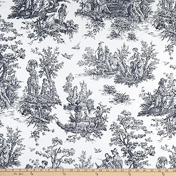 EXCLUSIVE Premier Prints Colonial Toile Cotton Duck Blue, Fabric by the Yard