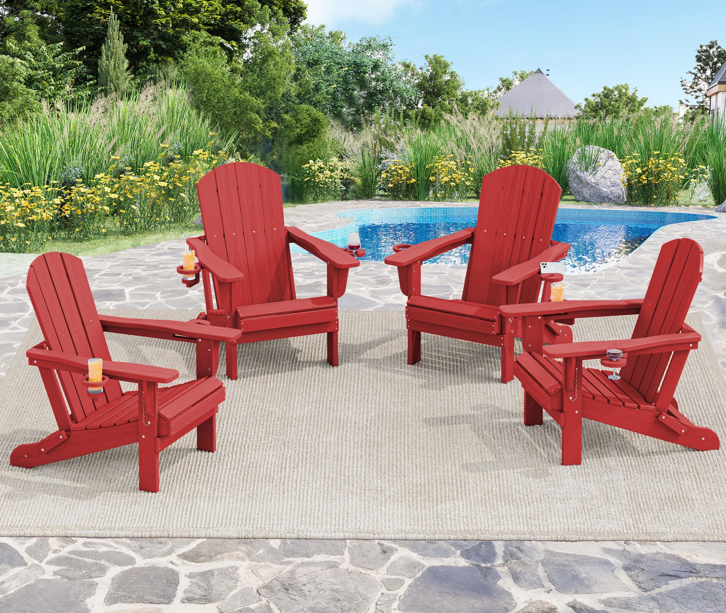 Serwall Adirondack Chair With Cup Holders Composite Adirondack