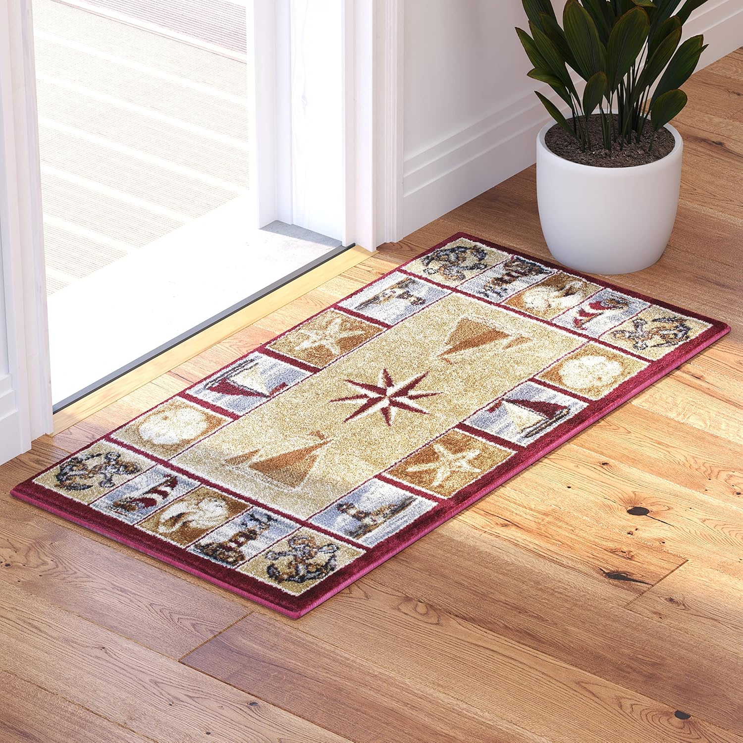 Masada Masada Rugs 2'x3' Area Rug Mat with Nautical Scene
