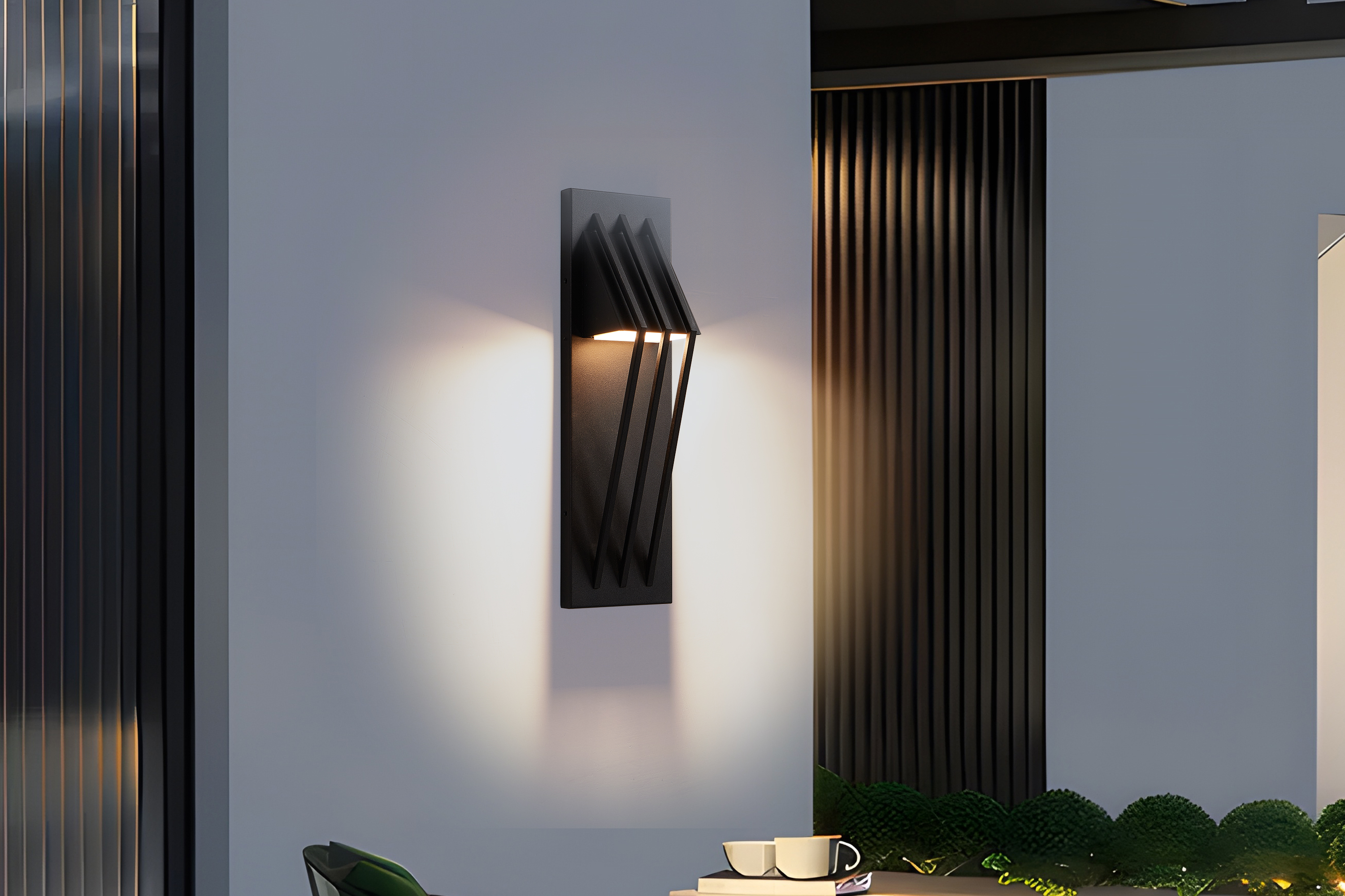 Image of Hyunbae Outdoor Wall Sconce,17.7inch Modern Exterior Lighting Fixture Waterproof, 10W Dimmable LED Outdoor Porch Lights for House Garage Patio, Black, 3000K