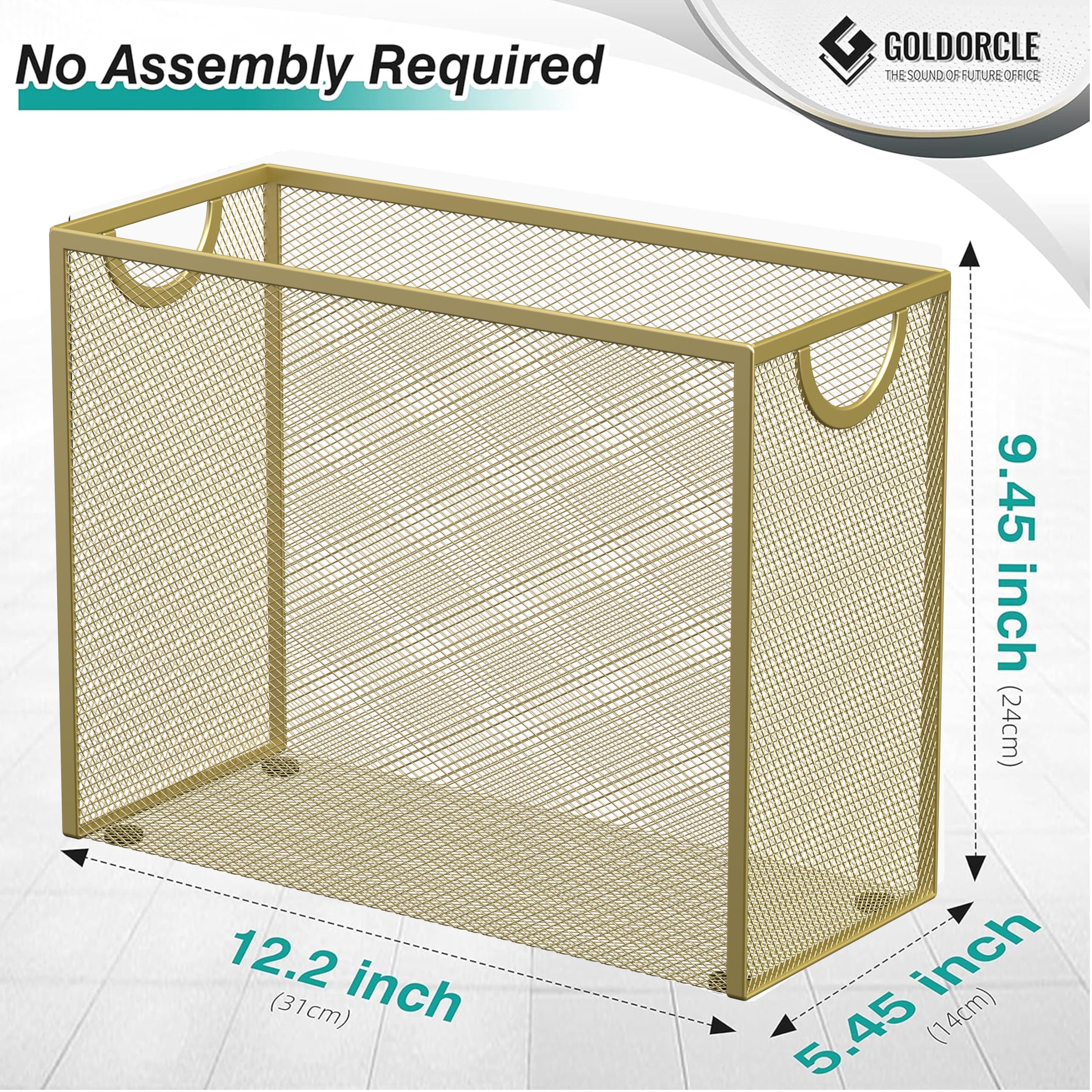 GoldOrcle Hanging File Organizer, Letter-size File Holder Filing Box With 5 Hanging Folders Metal Mesh Desk File Folder Storageno Assembly Required 388007