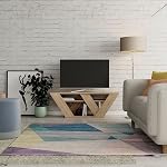 JV Home Pipralla Collection TV Stand Élégant Unité de divertissement TV Cabinet pour salon, Chambre Adaptée jusqu'à 50” (Chêne)