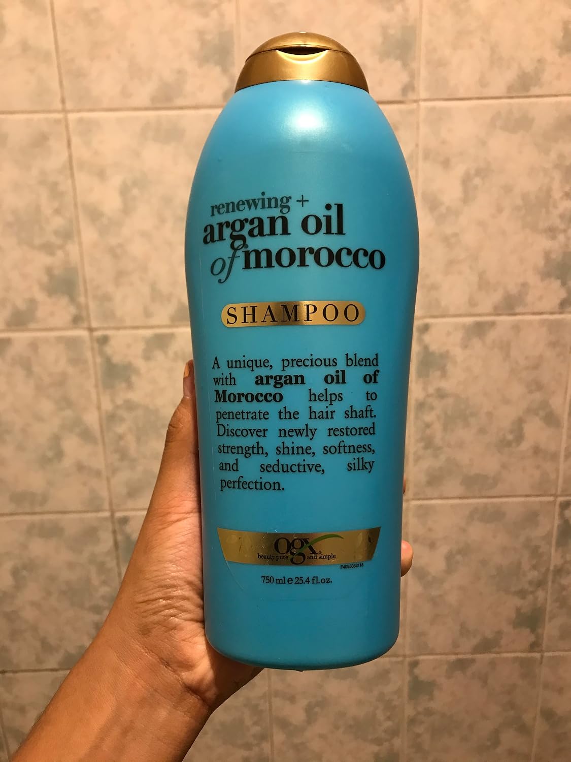 Vogue International OGX Renewing + Argan Oil of Morocco Shampoo, Damage Repair Shampoo & Argan Oil to Help Strengthen & Repair Dry, Damaged Hair, Paraben-Free, Sulfate-Free Surfactants, 25.4 fl. oz