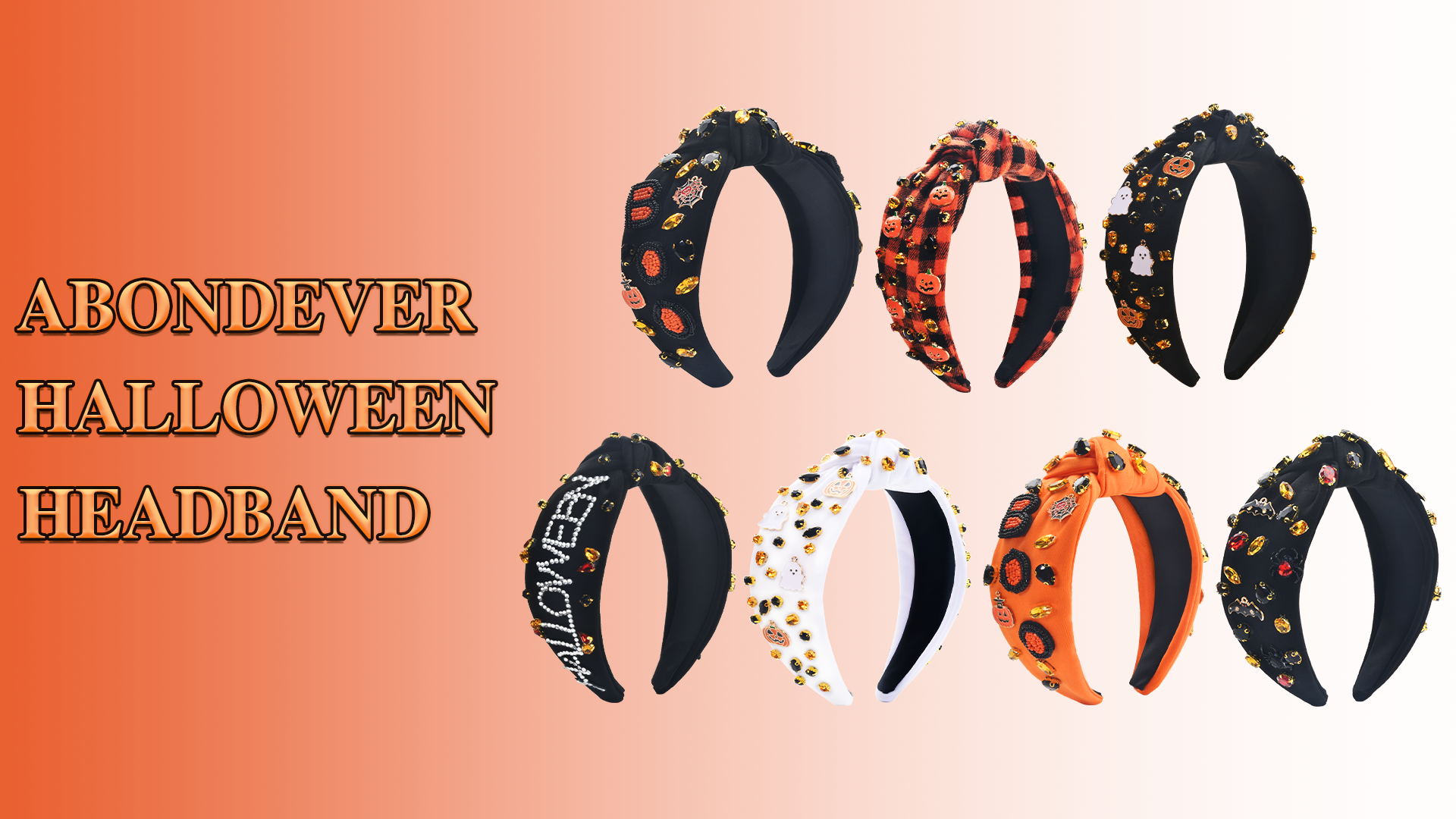 Set 10 HALLOWEEN Headbands Living Fully Co. Beaded Gemstone Knotted Boutique Charlotte main image 4