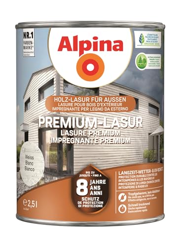 Alpina Premium-Lasur Weiß 2,5 Liter seidenmatt