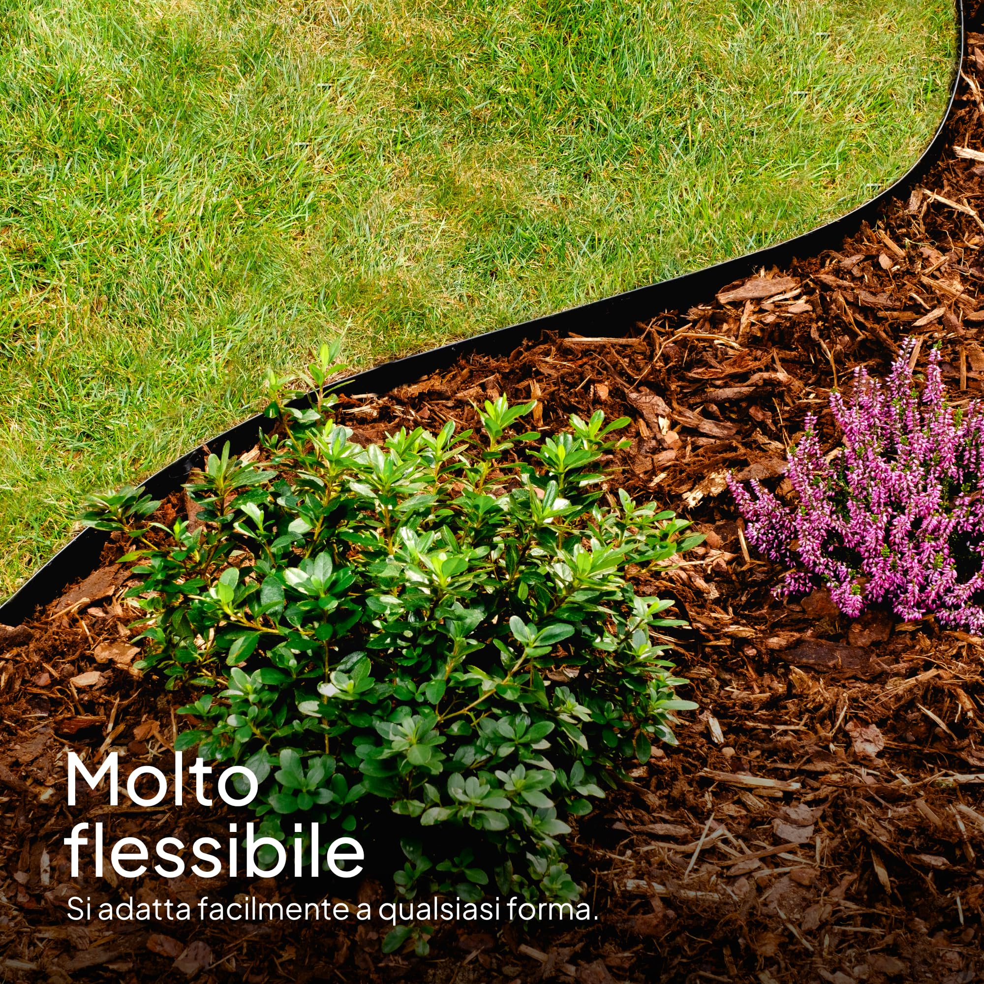 UNIGARDIA Bordura per Giardino 20 m, Altezza 20 cm - Bordo Flessibile in Plastica per Prato - Uso Semplice, Lunga Durata (almeno 30 anni), Massima Flessibilità - Bordatura per Aiuola