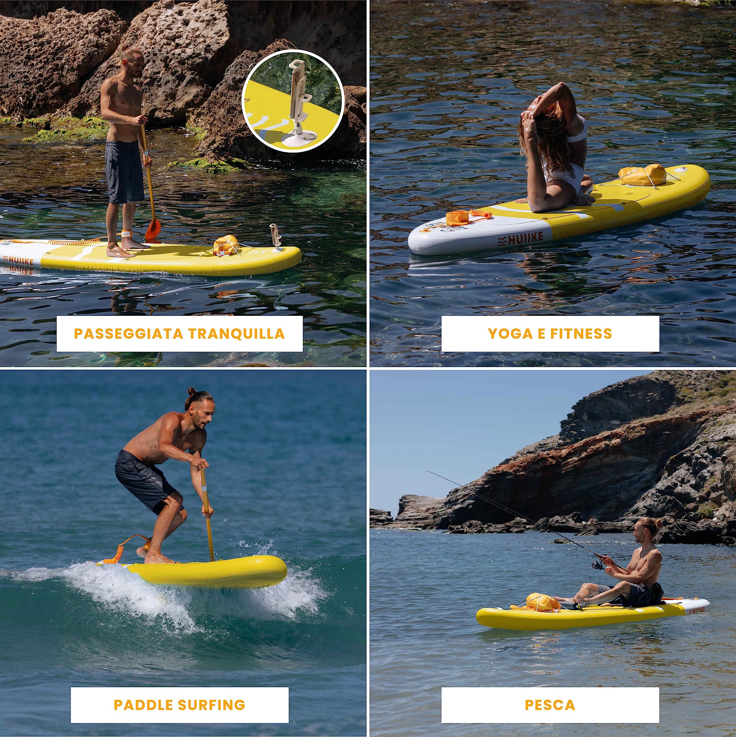 Tavola Sup Gonfiabile Adulti con Accessori Premium - HUIIKE | Stand Up Paddle Board Gonfiabile con Grande Stabilità | Tavola da Sup | Tavole Gonfiabili 2 Posti
