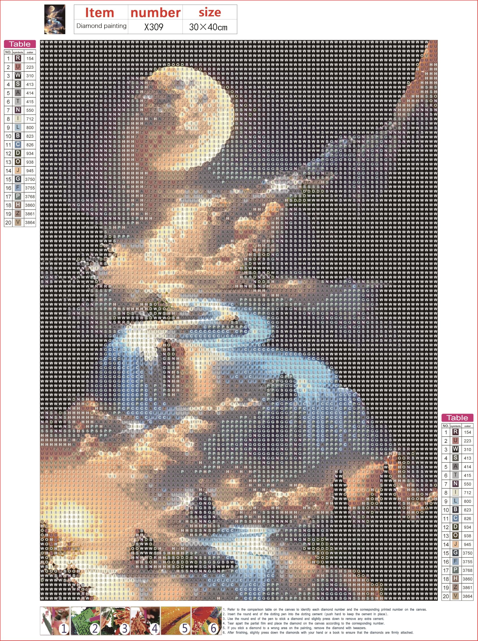 Peinture Diamant 5D Cascade Lunaire – Kit DIY 30x40 Cm – Pour Adultes Et Enfants, Déco Murale Strass - 9