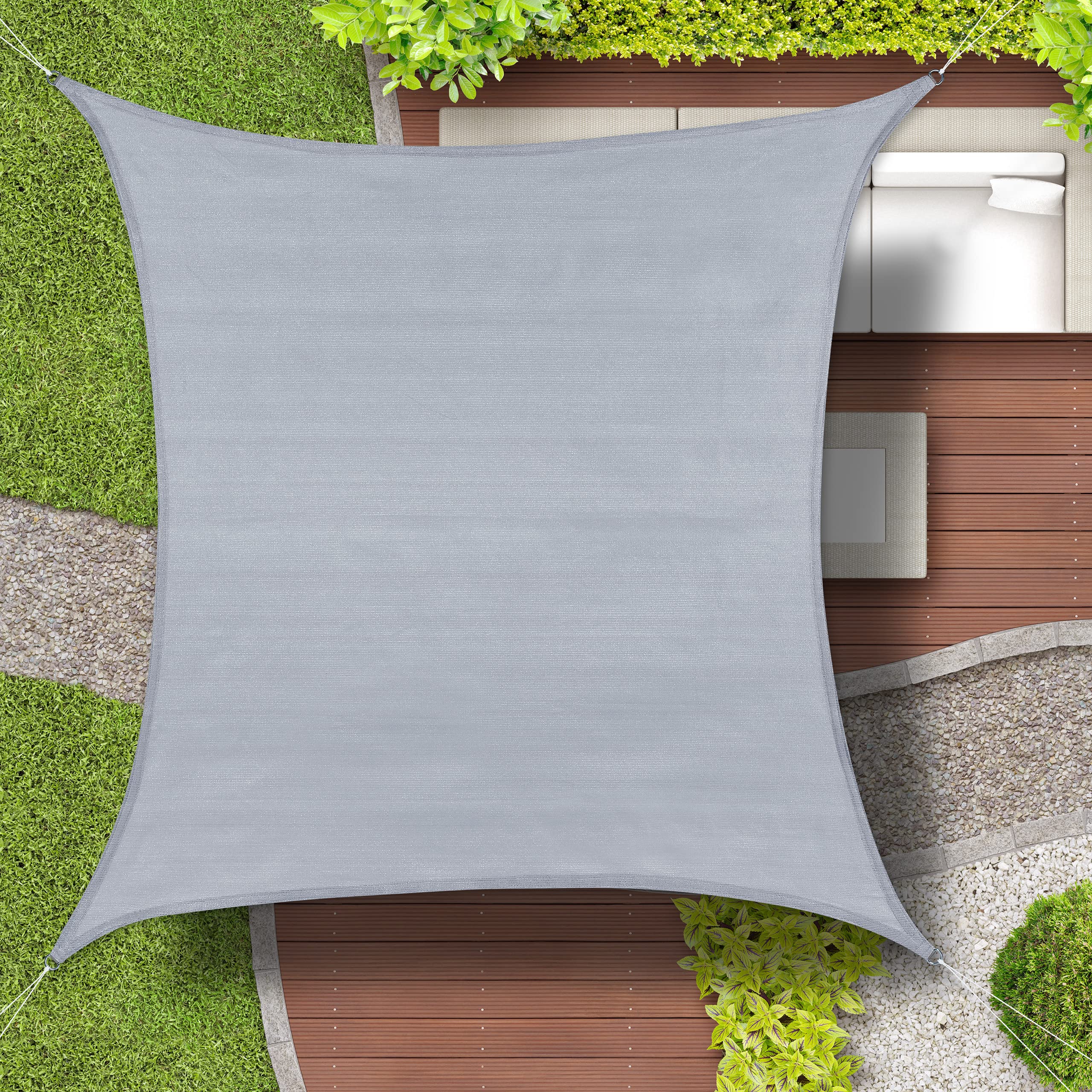 Relaxdays Tenda Da Sole Quadrata 3x3 M – Idrorepellente, Protezione UV 30+, Grigia, Con Corde E Ganci
