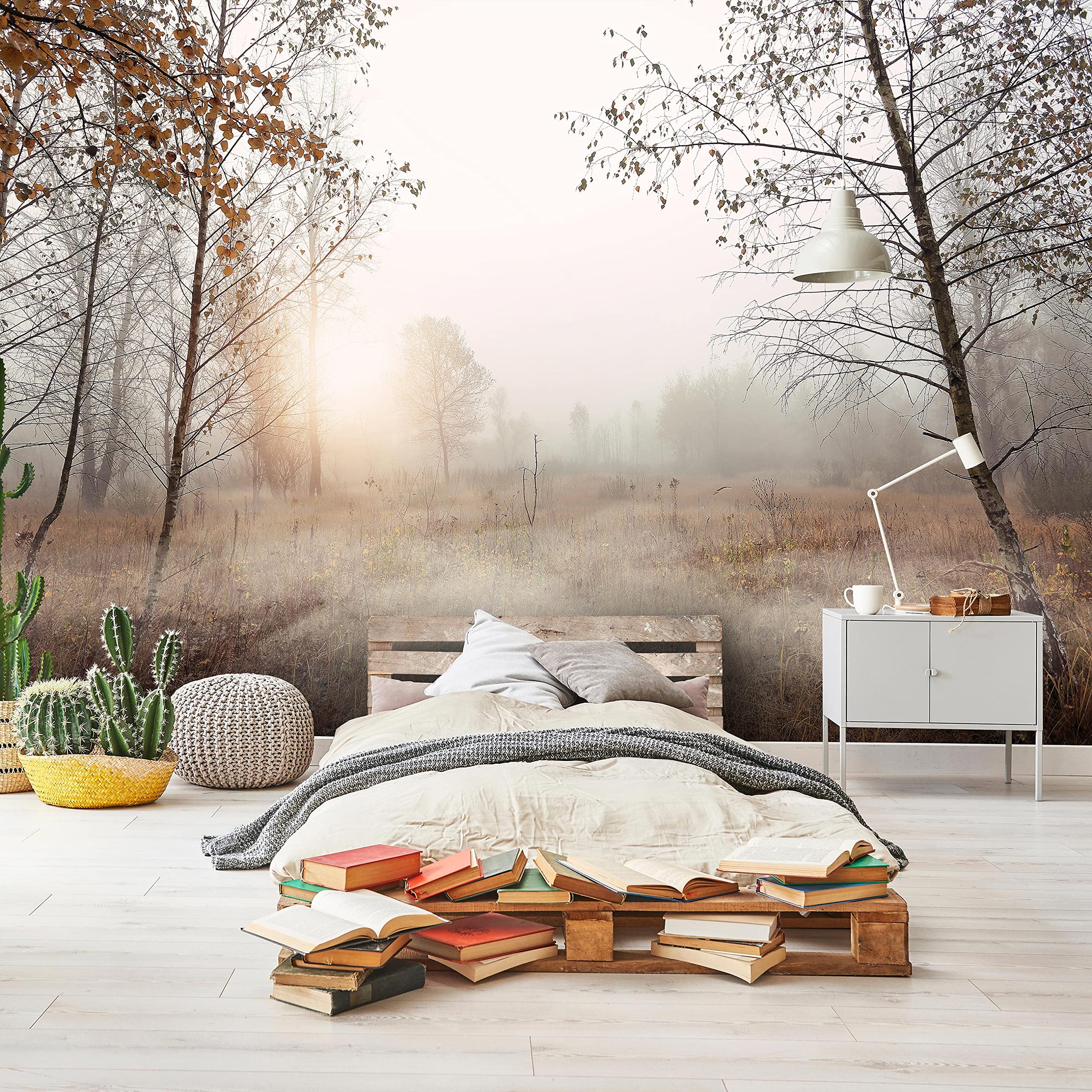 WallArena Vlies Fototapete, Grün, | Fototapeten - Tapeten - für Wohnzimmer Schlafzimmer - Vliestapete Wandtapete Tapete 3D Effekt- inkl. Kleister