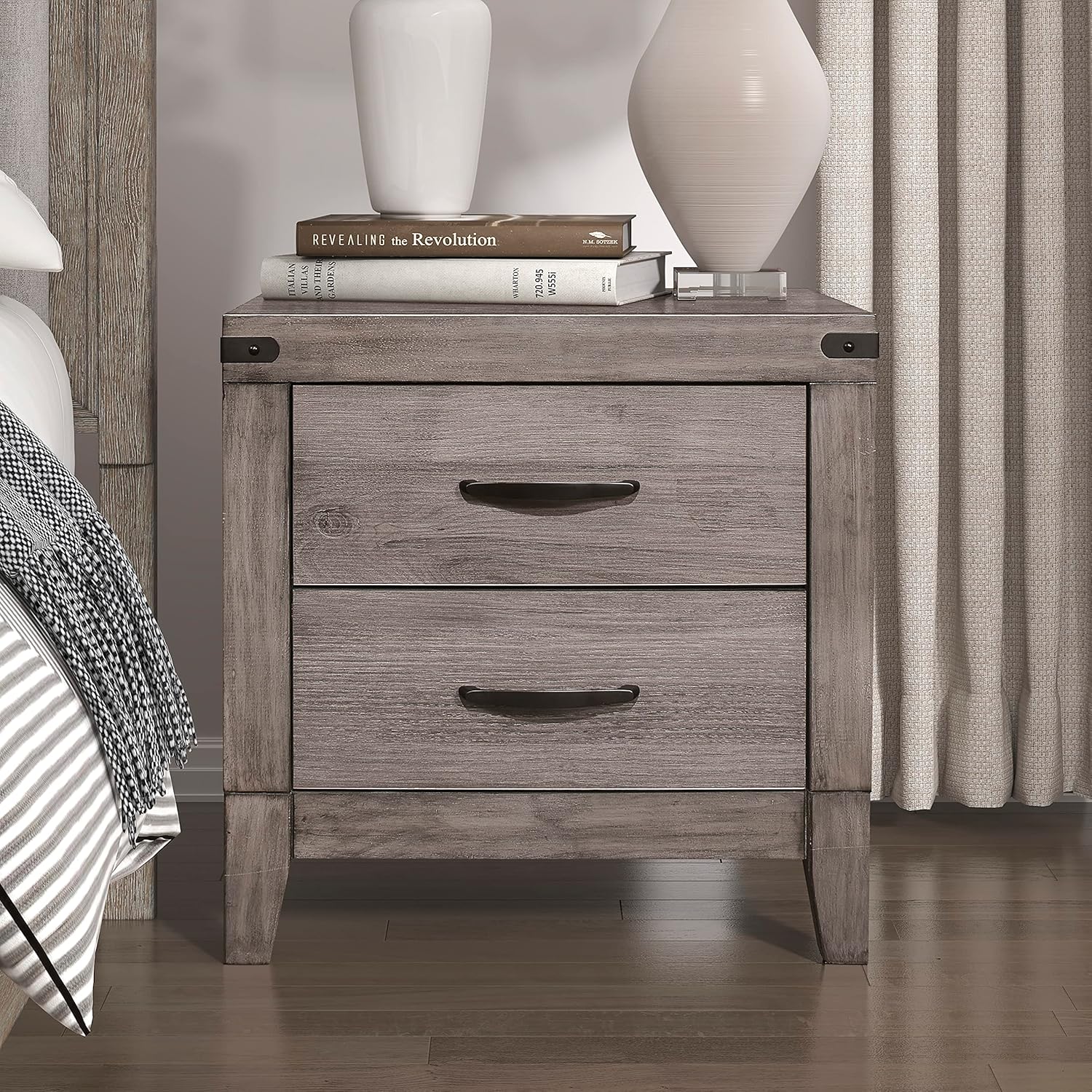 Lexicon Zade 2-Drawer Nightstand, Brownish Gray