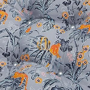 Classic Accessories for Vera Bradley Water-Resistant Patio Chair Cushions, 19 x 19 x 5 Inch, 2 Pack, Rain Forest Toile Gray/Gold