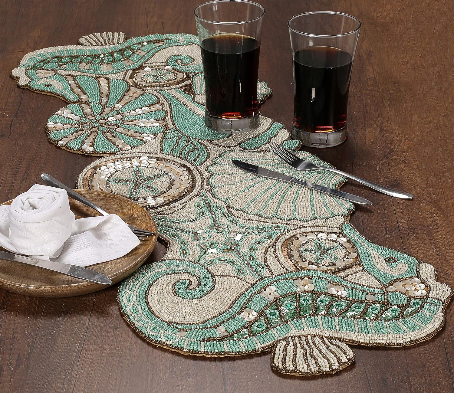 Suреr Sаlе 🛒 Handcrafted Coastal Theme Sea Shells Beaded Table Runner Beach Nautical Decor Tabletop Multi Colour-Home Decor Mat for Wedding Christmas Decoration Family Gathering - Pack of 1 Measure 13 x 36 inches Flаѕh Dеаlѕ - 40% оƒƒ Handcrafted Coastal Theme Sea Shells Beaded Table Runner Beach Nautical Decor Tabletop Multi Colour-Home Decor Mat for Wedding Christmas Decoration Family Gathering - Pack of 1 Measure 13 x 36 inches