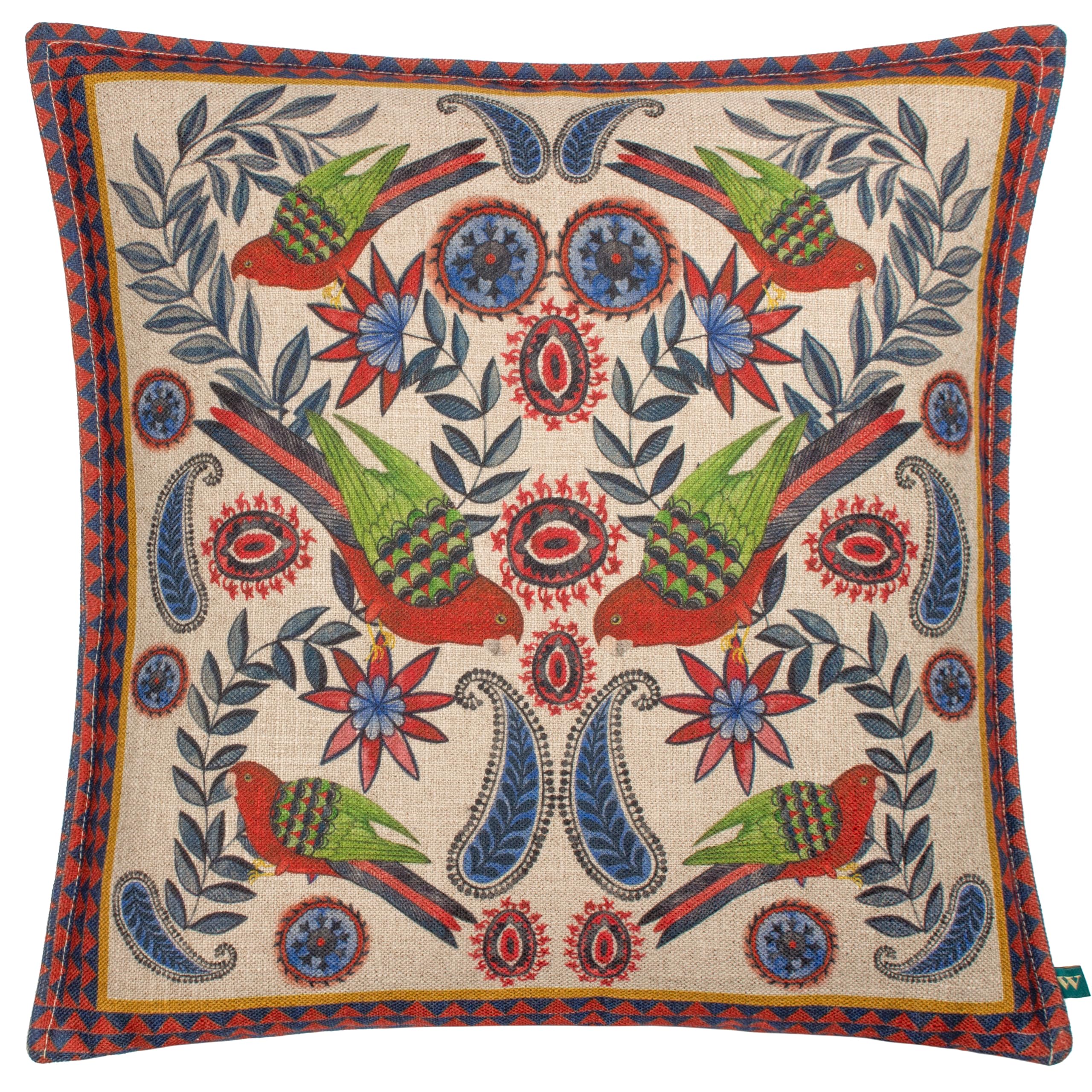 Wylder Tropics Akamba Mirrored Parrots Tropical Cushion Cover - Multicolour - Size 50 cm x 50 cm