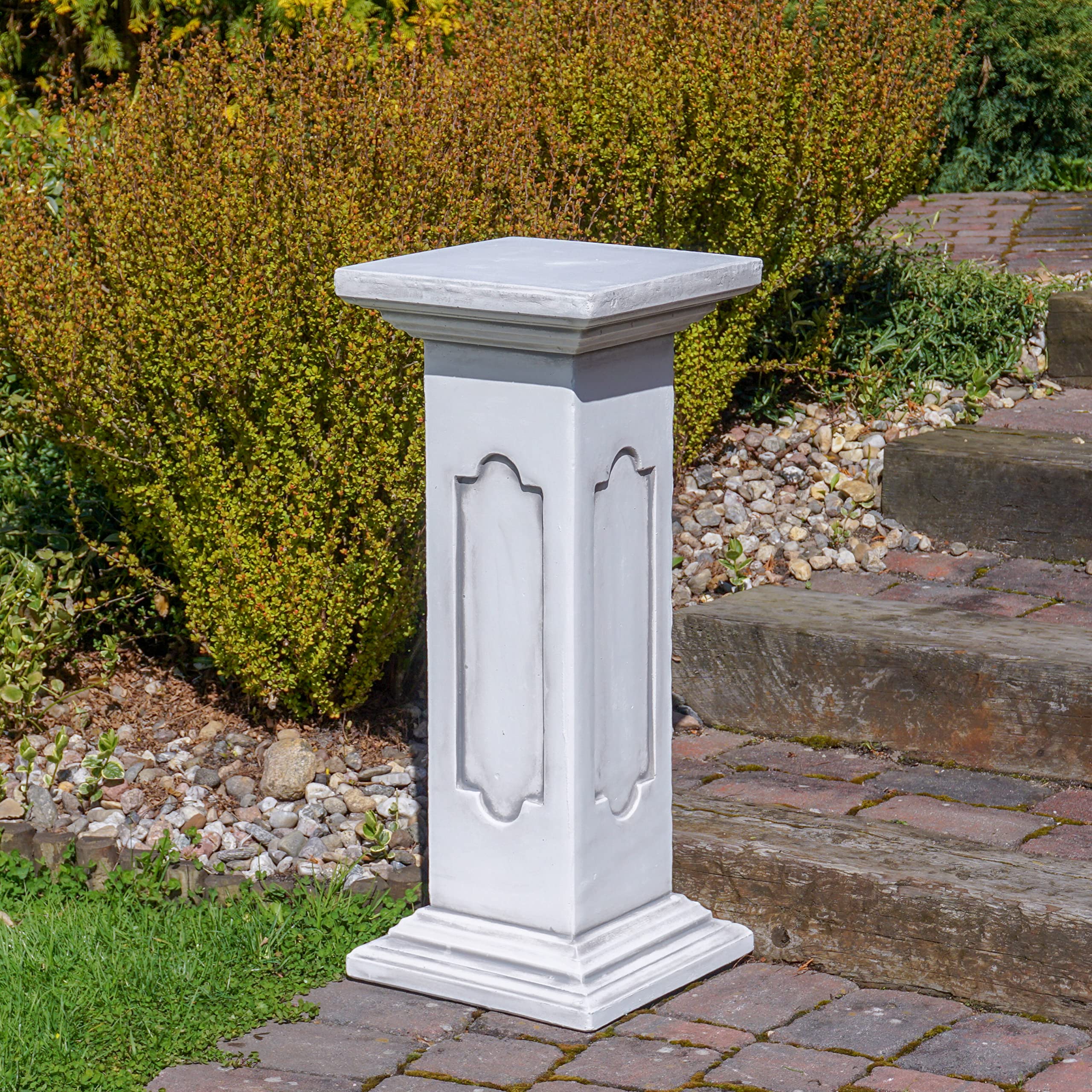 Podio con rilievi in grès per esterni base in pietra 82 cm 34x34 cm 70 kg grigio resistente al gelo