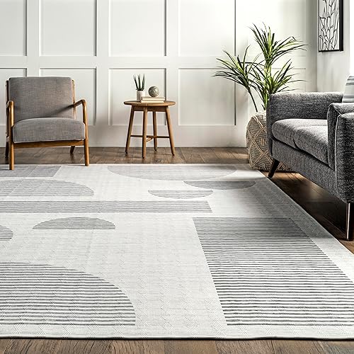 Miniatura 9 de nuLOOM Fae Shapes - Tapete geométrico de 2 x 8 pulgadas, lavable a máquina, para sala de estar, dormitorio, comedor, entrada, pasillo, cocina, marfil