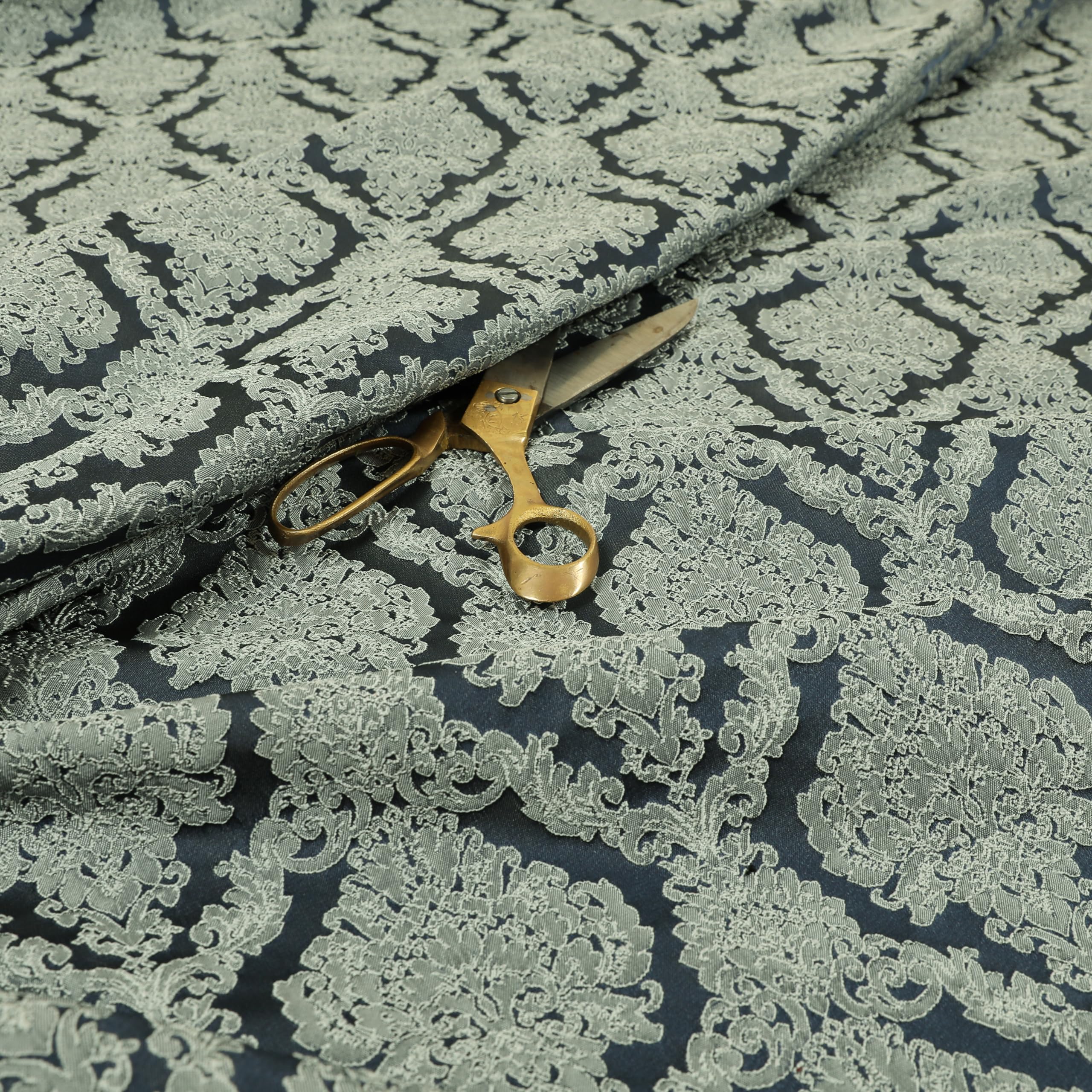 Redbrick Mill Fabrics Flame Retardant Embroidery Feel Raised Textured Damask Pattern Grey Chenille Upholstery Fabric (Per Metre) โ image 1