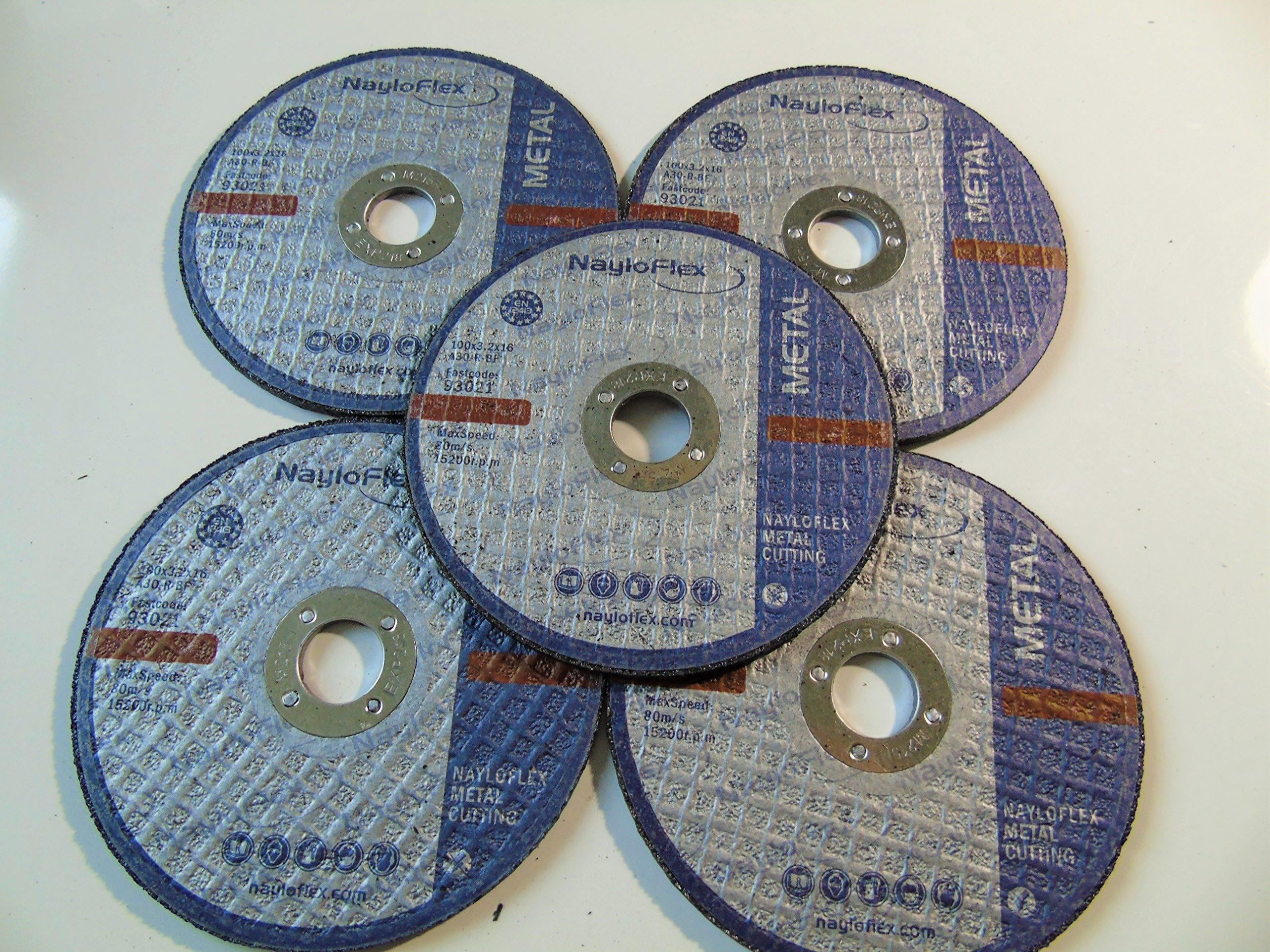 5 x Naylorflex 4.5" inch Angle Grinder Flat Metal Cutting Disc 115 x 3.2 x 22mm