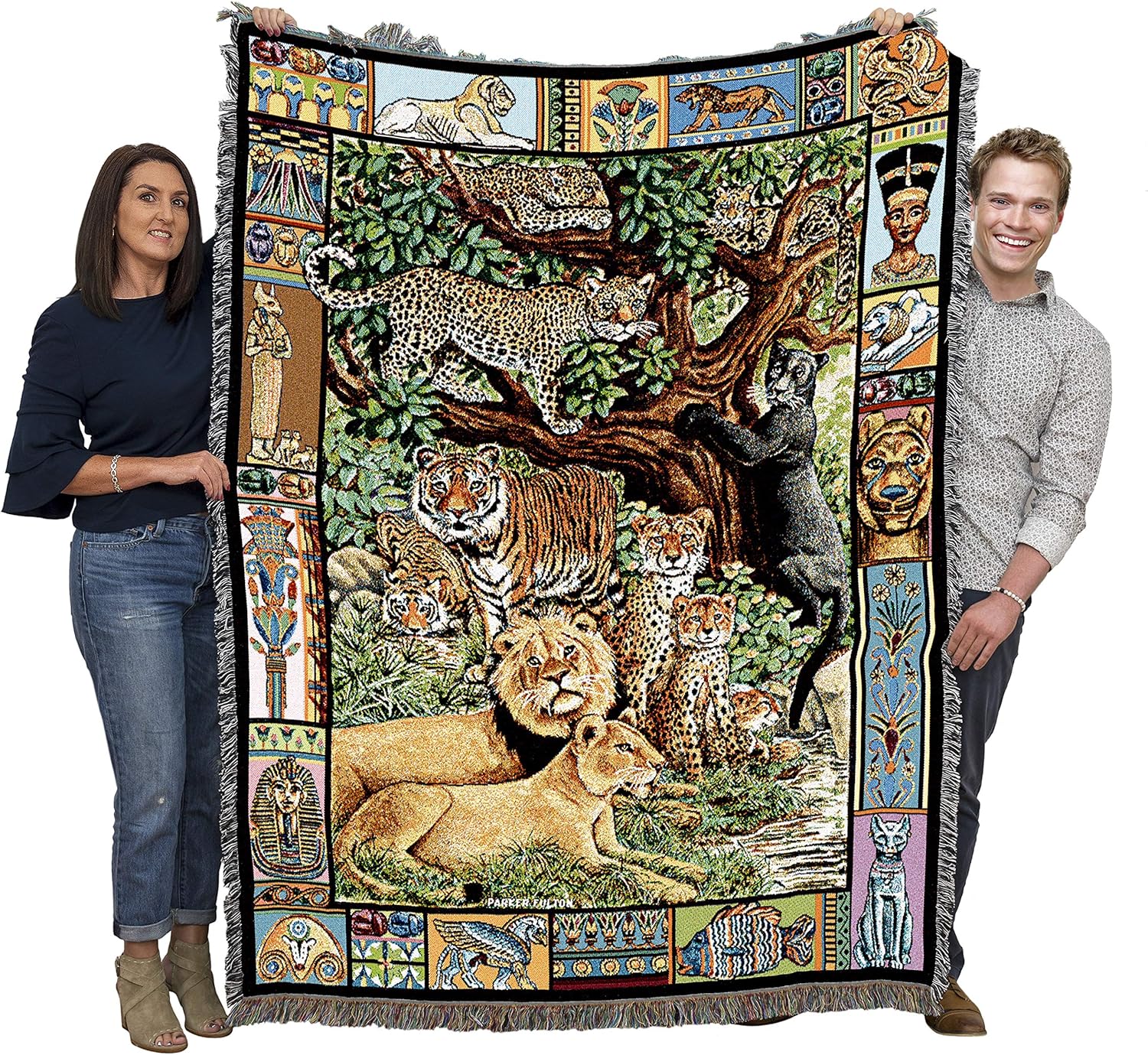 Pure Country Weavers Venerable Cats Blanket by Judy Hand - Gift Tapestry Throw Woven from Cotton - Made in The USA (72x54)