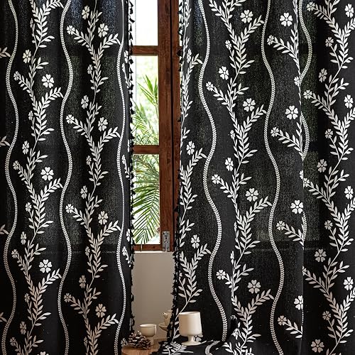 Sutuo Home Boho Floral Curtains for Bedroom Living Room 72 inches Long, Light Fi