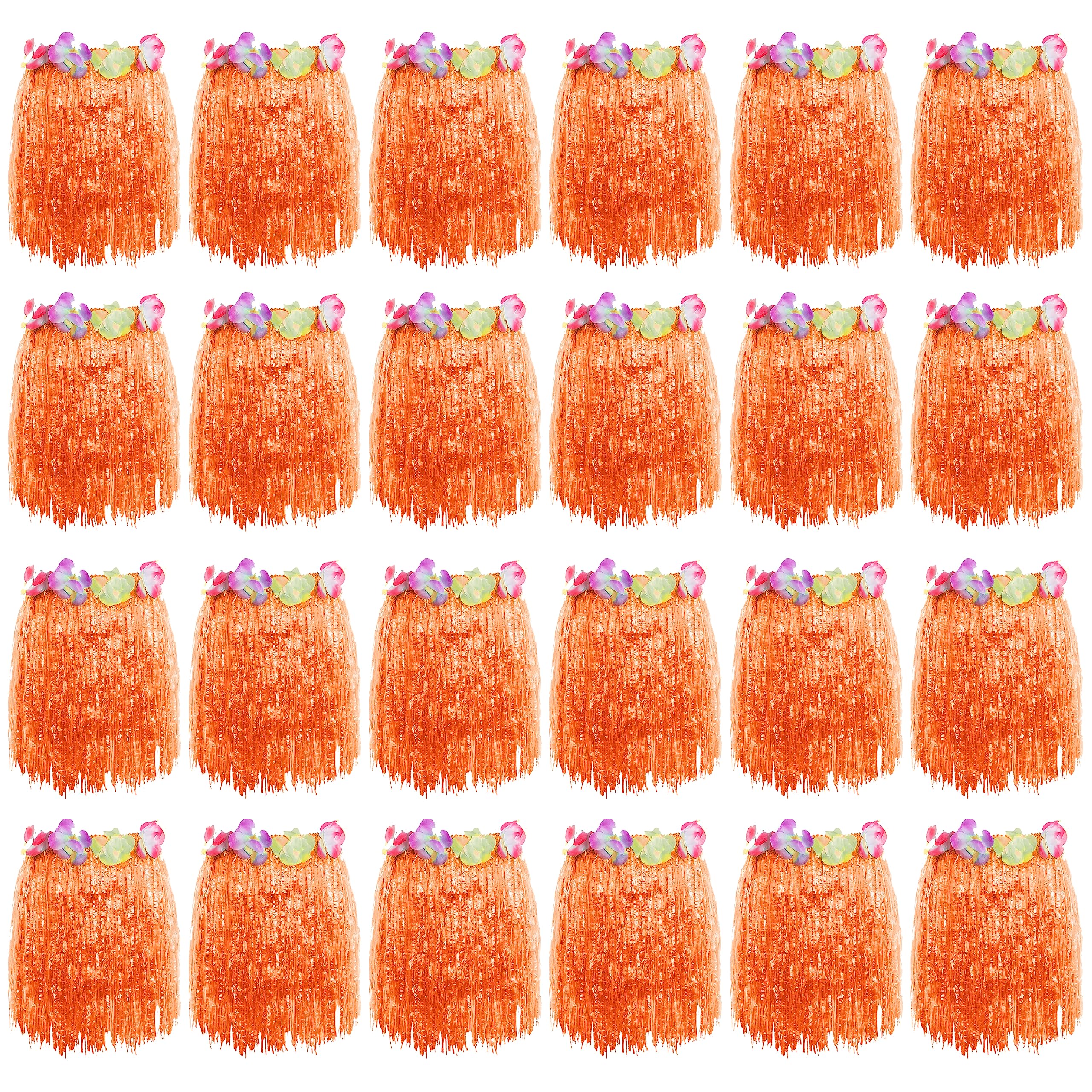 I LOVE FANCY DRESS SAYA Corta Naranja Estilo Hawaiano para Adultos con Flores EN LA Cintura (24 Unidades)