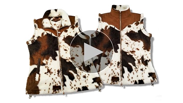 Women's Fuzzy Cow Print Vest Cozy Lightweight Sherpa Fleece