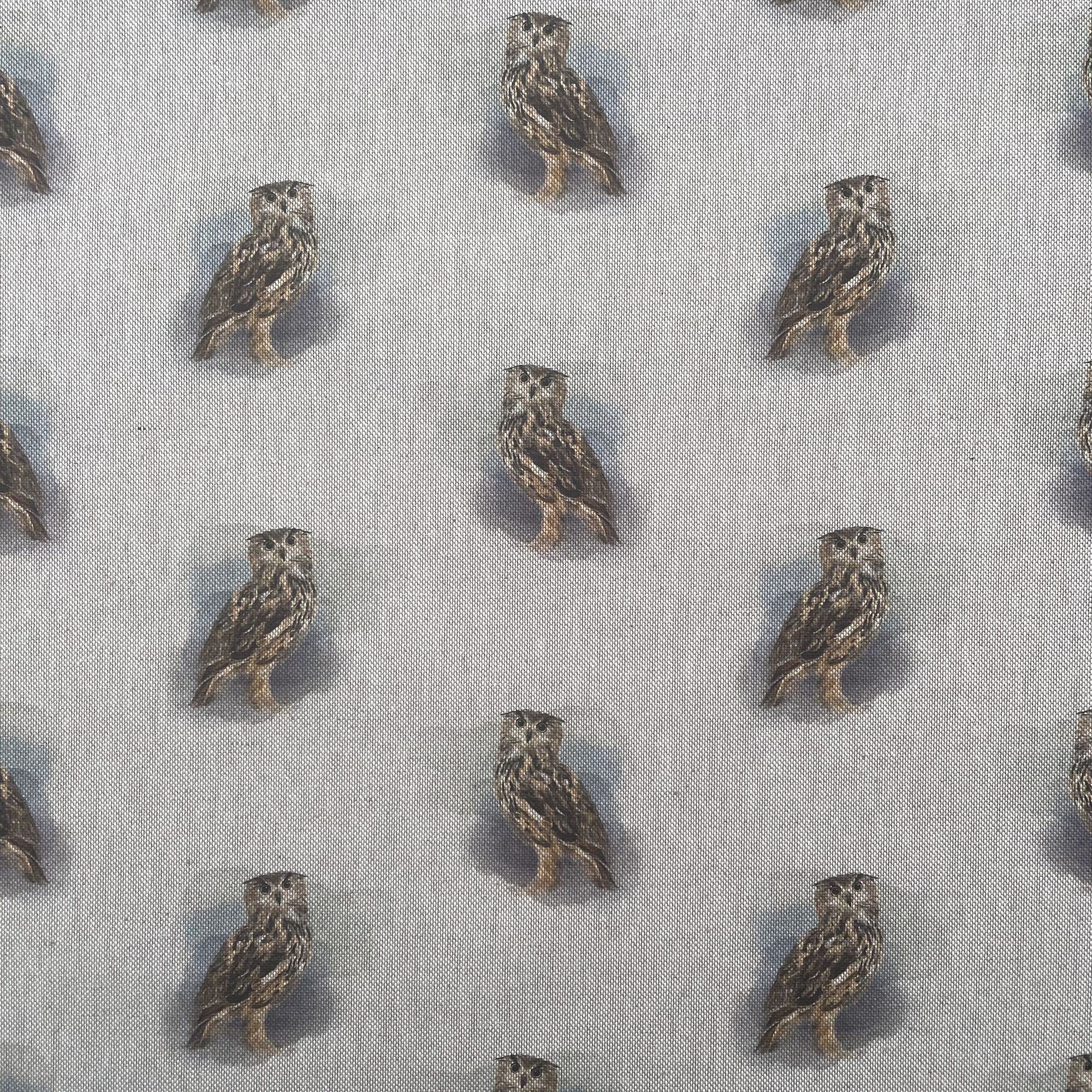 Animals Digital Print Cotton Rich Linen Look Fabric for Curtains Blinds Craft Bags Sewing Quilting Patchwork & Upholstery | 55" - 140 cm Wide | Sold by The Half Metre (Owl)