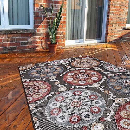 Miniatura 439 de CAMILSON Indoor Outdoor Rug 5x7 Bohemian Medallion Floral Area Rugs for Indoor and Outdoor Patios Easy-Cleaning Non-Shedding Living Room Garden and