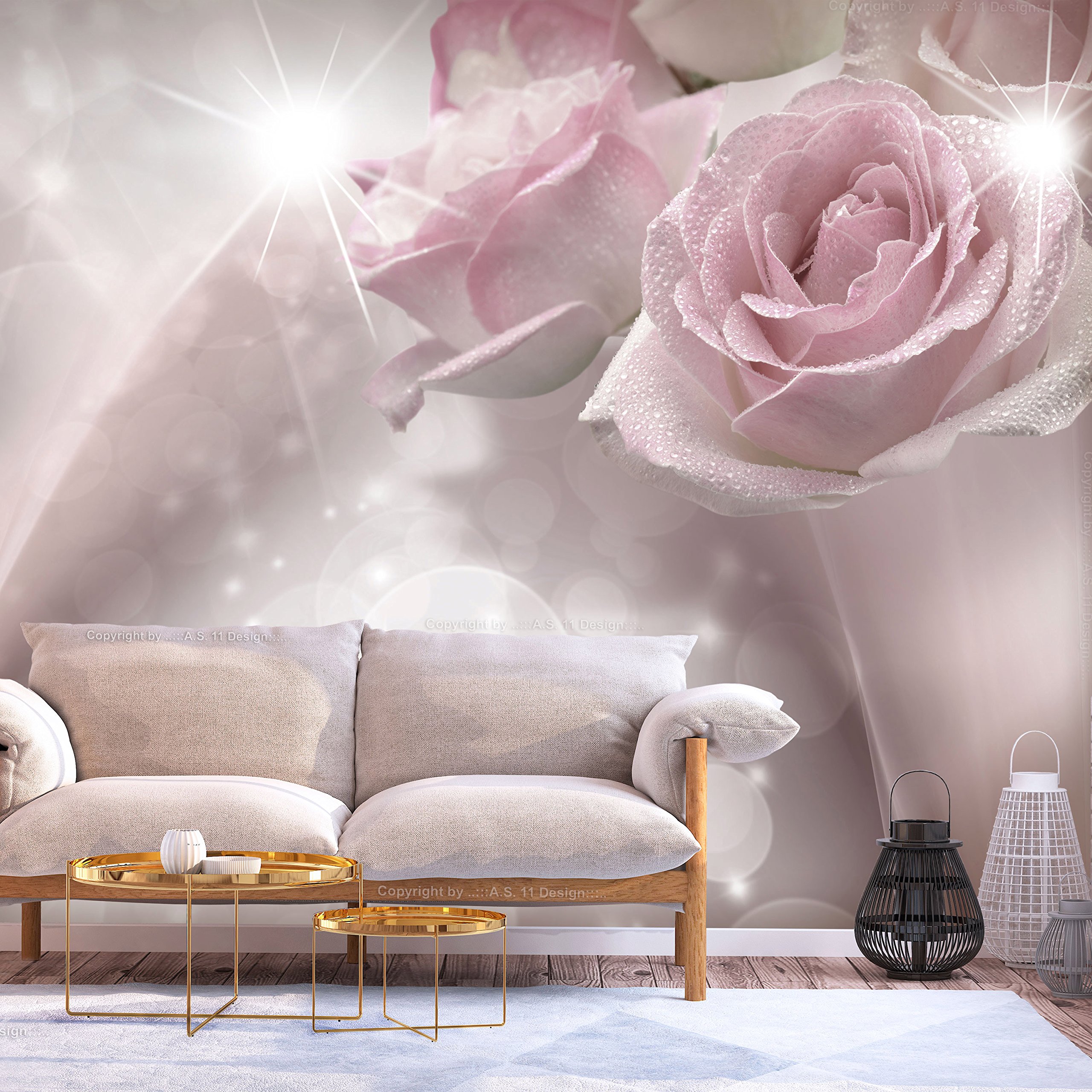 artgeist Wall Mural Flowers Roses 157x110 in - XXL Non-Woven Wallpaper Fleece Wall Decor Photo Print Picture Image Design Home Flowers Beige b-C-0200-a-a