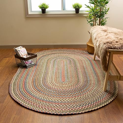 Miniatura 2 de Super Area Rugs Roxbury - Alfombra trenzada hecha en Estados Unidos para espacios interiores y exteriores, gris pardonatural multicolor, ovalada de