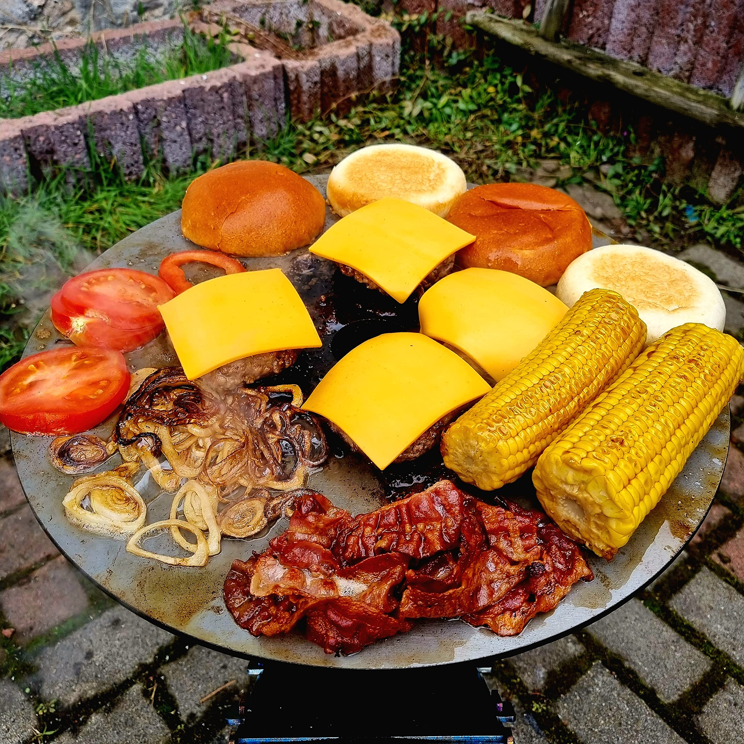Fire World Raketenofen inkl. 5 mm Grillplatte Rocket Stove Stecksystem aus massivem 3 mm dickem Stahl Feuerschale BBQ Rakete Holzofen Camping Campingkocher Campinggrill Made in Germany